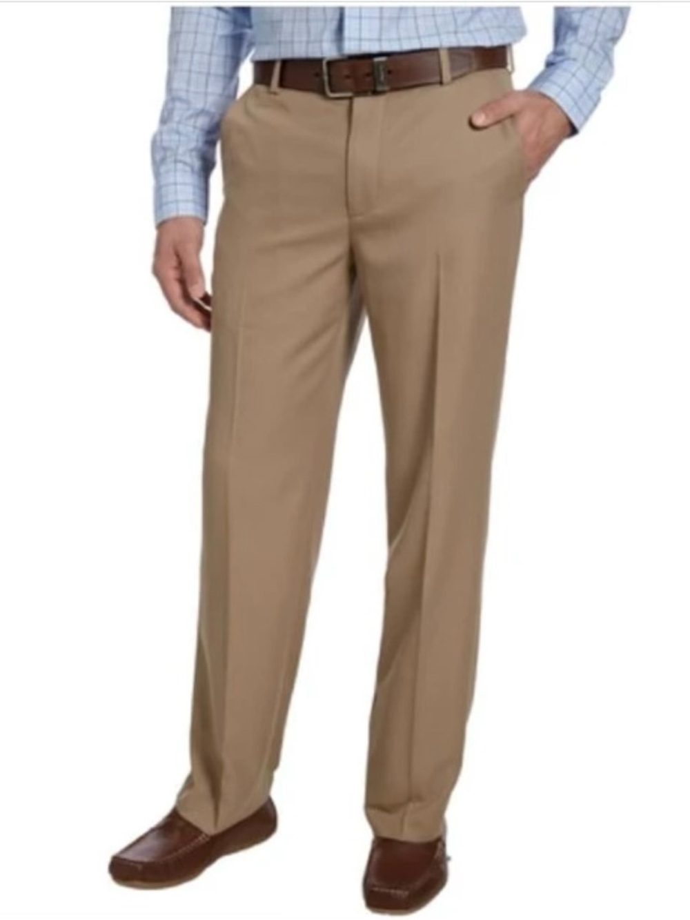 IZOD Dark Tan Flat Front Straight Fit Dress Pant